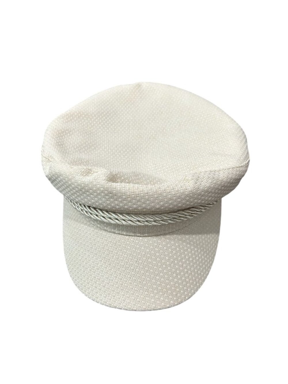 Wetco One Size Beige Sailor Cap Braided Rope Trim Retro Beach